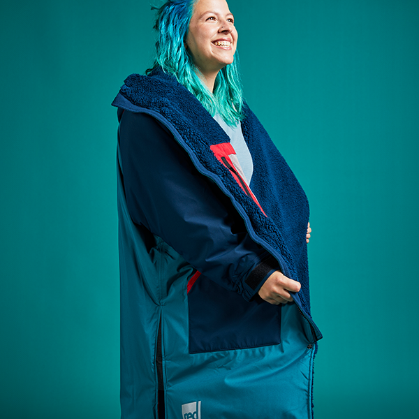 퐁당닷컴,컬러 블럭 드라이 에보 로브 틸 네이비 남여공용, COLOR BLOCK DRY EVO ROBE TEAL NAVY UNISEX,영국 감성 프리미엄 아우터,레드,서핑 > 어패럴 > 방풍 자켓