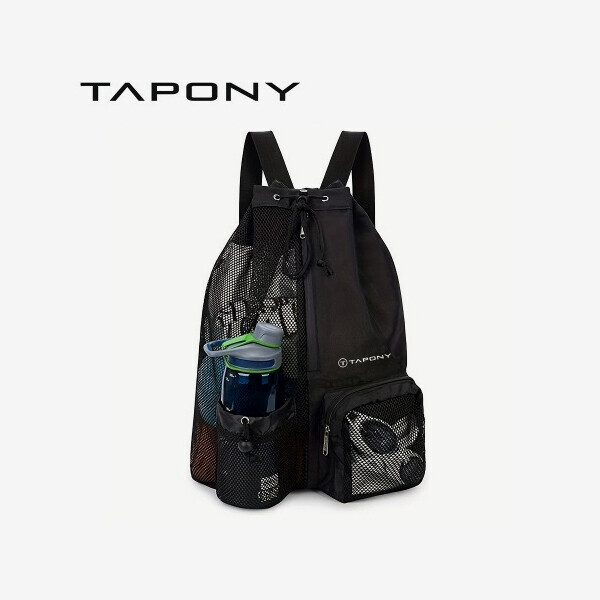 퐁당닷컴,TAPONY 드로스트링 메쉬 수영 백팩 블랙 수영가방 스포츠가방 오리발가방,,타포니,수영, 물놀이 > 가방 > 망가방