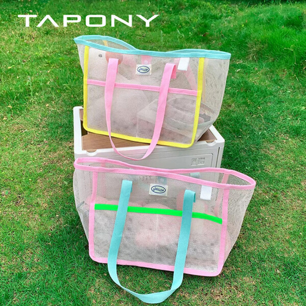 퐁당닷컴,TAPONY 파스텔 메쉬 비치백 수영가방 화장품가방,,타포니,수영, 물놀이 > 가방 > 망가방